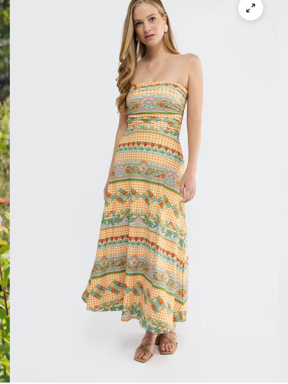 Smith and Quinn Strapless Yellow Patterned Maxi Dress